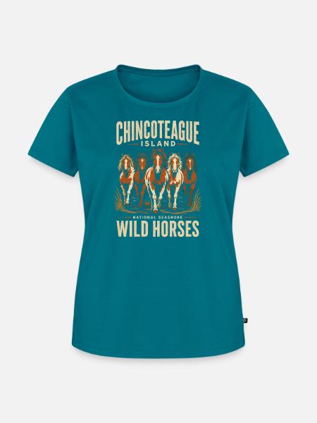 Chincoteague Wildpferde Insel - Frauen Premium Bio T-Shirt - Petrol