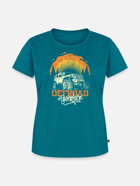 Offroad-Abenteuer Jeep Sunset - Frauen Premium Bio T-Shirt - Petrol