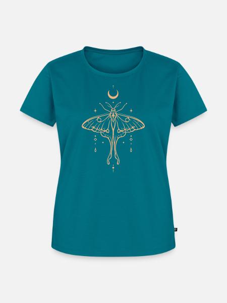 Luna Moth - Mond Motte Boho - Frauen Premium Bio T-Shirt - Petrol