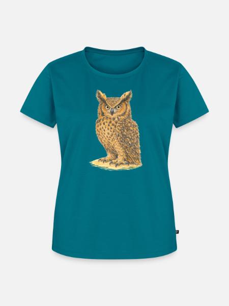Uhu illustrierte Halloween-Atmosphäre - Frauen Premium Bio T-Shirt - Petrol