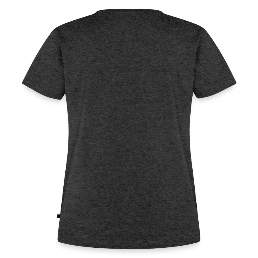 Hollow Peak badge on a women's premium organic t-shirt, heather anthracite, back