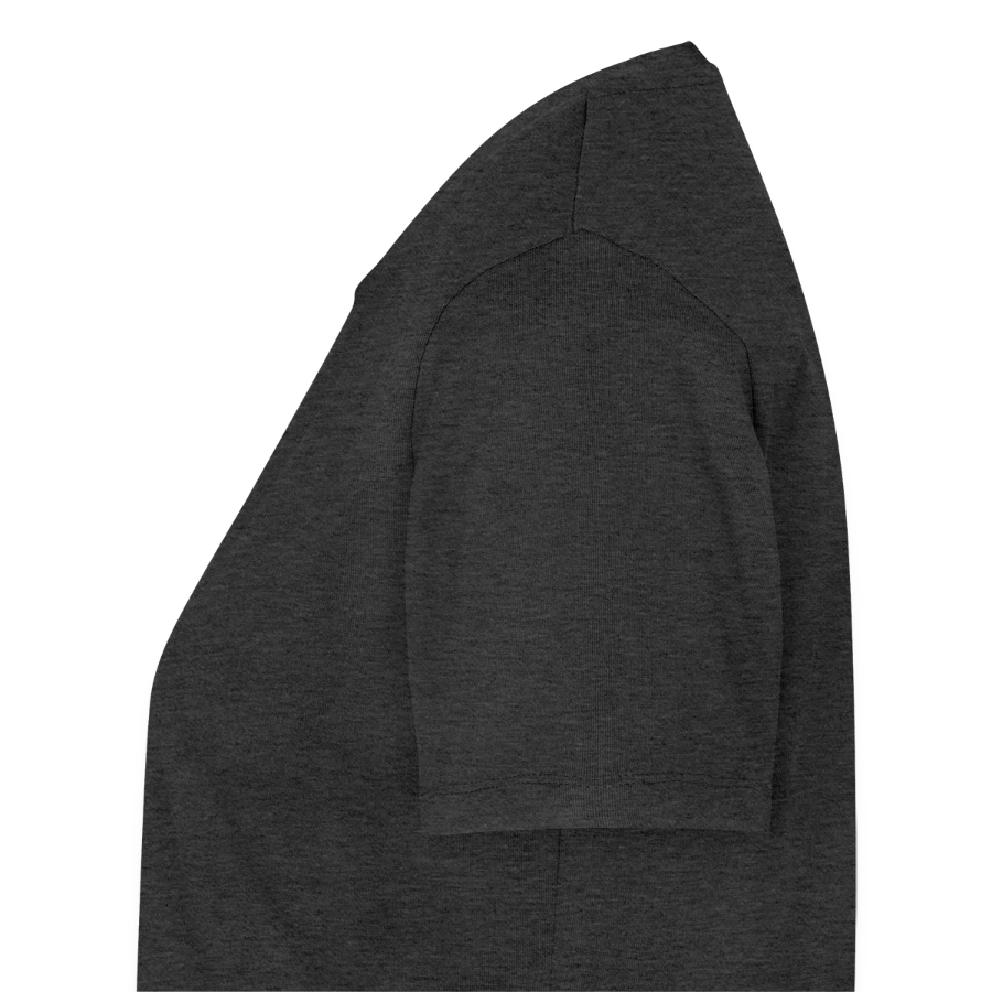 Hollow Peak badge on a women's premium organic t-shirt, heather anthracite, left