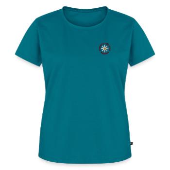 Statement Blume bestickt - Frauen Premium Bio T-Shirt - Petrol - Vorne - AI Model Female 172 dark (172cm)