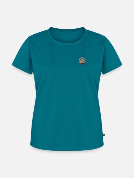Haus bestickt - Frauen Premium Bio T-Shirt - Petrol