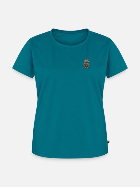Weihnachts Gingerbread bestickt - Frauen Premium Bio T-Shirt - Petrol