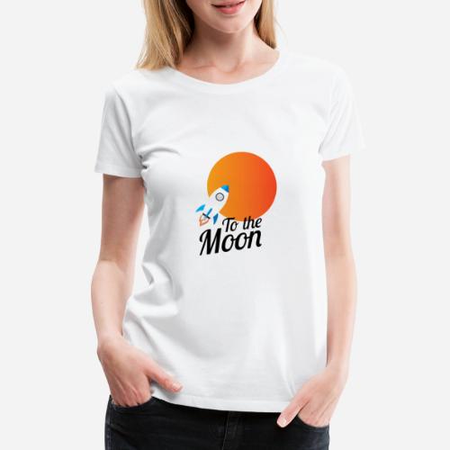 Til månen - Orange White - Dame premium T-shirt