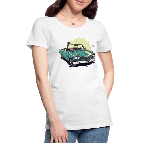 Cabriolet vert et palmier - T-shirt Premium Femme