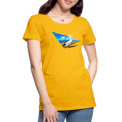 Pelikan am Strand mit dynamischer Form - Frauen Premium T-Shirt