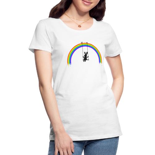 Kaninchen Hasen Regenbogen Schaukel Bunny Langohr - Frauen Premium T-Shirt