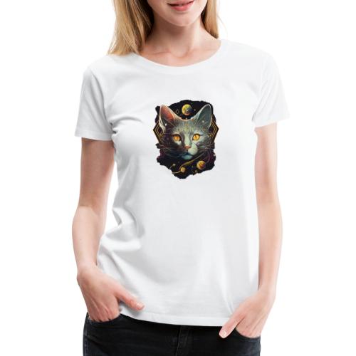 faccia da gatto nello spazio - Maglietta Premium da donna