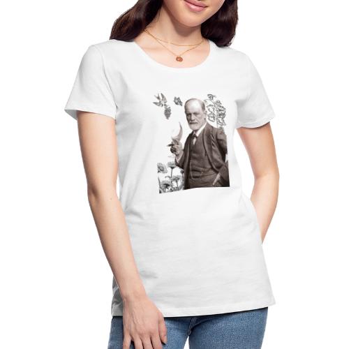 Sigmund Freud mit Weinglas und Weinreben - Frauen Premium T-Shirt
