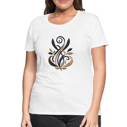 Luxurious Gold and Navy Embroidery Motif - Women's Premium T-Shirt