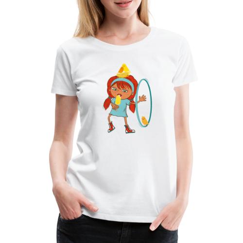 Happy Girl mit Eis, Vögeln und HulaHoop - Frauen Premium T-Shirt