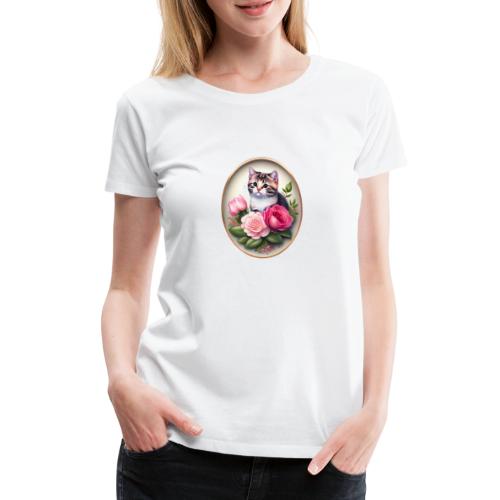 Süßes Kätzchen mit Rosen - Frauen Premium T-Shirt