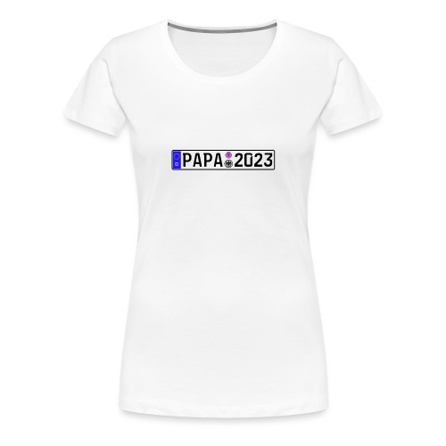 Papa 2023 Vater werden Nummernschild - Frauen Premium T-Shirt