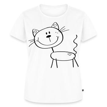 Lustige Strichmännchen Katze - Comic - Katzen - Frauen Premium Bio T-Shirt - Weiß - Vorne - AI Model Female 172 dark (172cm)