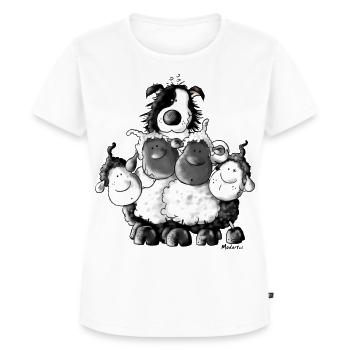Border Collie und Schafe - Hütehund - Frauen Premium Bio T-Shirt - Weiß - Vorne - AI Model Female 172 dark (172cm)