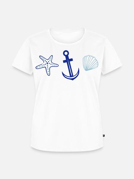 Anker mit Seestern und Muschel. - Frauen Premium Bio T-Shirt - Weiß