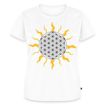 Sonne, sun, Blume des Lebens, flower of life - Frauen Premium Bio T-Shirt - Weiß - Vorne - AI Model Female 172 dark (172cm)