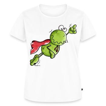 Superfrosch auf Weltreise - Frauen Premium Bio T-Shirt - Weiß - Vorne - AI Model Female 172 dark (172cm)