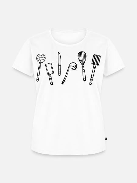 Küche, kochen, Utensilien - Frauen Premium Bio T-Shirt - Weiß