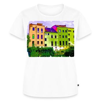 Image par type de maisons d’images « Hundertwasser » - T-shirt Premium bio Femme - blanc - Devant - AI Model Female 172 dark (172cm)