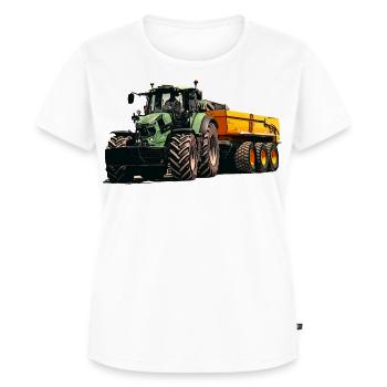 Deutz mit Anhänger Kipper - Frauen Premium Bio T-Shirt - Weiß - Vorne - AI Model Female 172 dark (172cm)