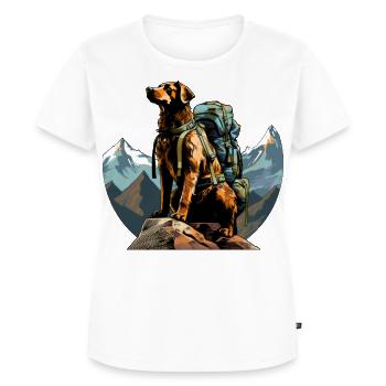 Hund Bergsteiger / Wandern Hunde - Frauen Premium Bio T-Shirt - Weiß - Vorne - AI Model Female 172 dark (172cm)
