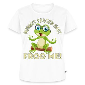 Besserwisser Klugscheißer Frosch Fragen stellen - Frauen Premium Bio T-Shirt - Weiß - Vorne - AI Model Female 172 dark (172cm)