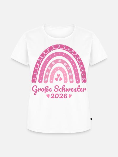 Große Schwester 2026 Regenbogen - Frauen Premium Bio T-Shirt - Weiß