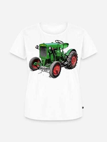 Grüner Oldtimer-Traktor - Frauen Premium Bio T-Shirt - Weiß