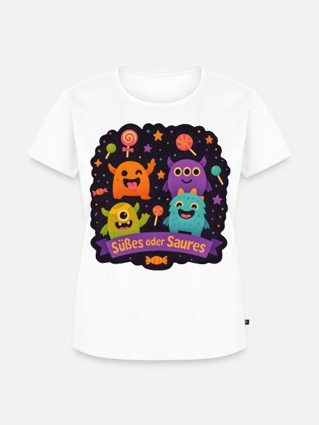 Süßes oder Saures - Monsterparty - Frauen Premium Bio T-Shirt - Weiß
