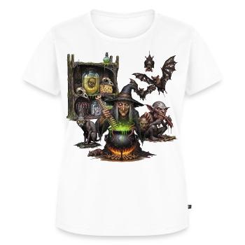 Dark Gothic Hexe und Bestien, Fantasy Kunst - Frauen Premium Bio T-Shirt - Weiß - Vorne - AI Model Female 172 dark (172cm)