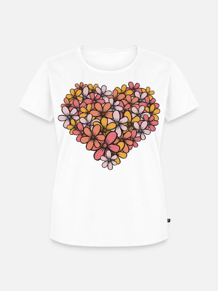 Blütenherz Blumenmuster - Frauen Premium Bio T-Shirt - Weiß
