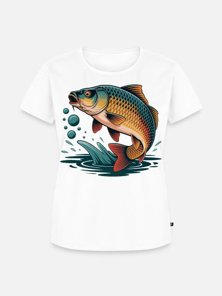 Springender Karpfen - Frauen Premium Bio T-Shirt - Weiß