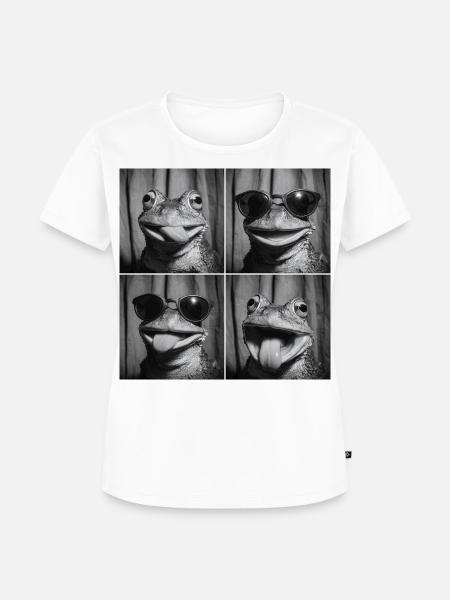 Lustig Frosch Fotobox Selfie - Frauen Premium Bio T-Shirt - Weiß
