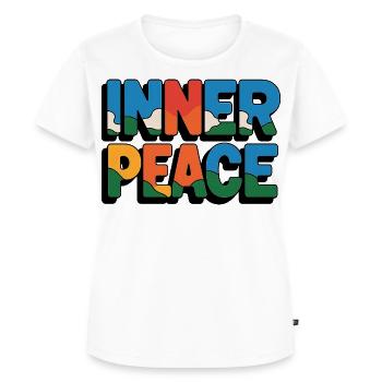 Inner Peace Regenbogen-Buchstaben - Frauen Premium Bio T-Shirt - Weiß - Vorne - AI Model Female 172 dark (172cm)