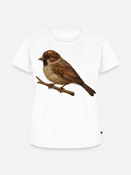 Spatz im Naturlook - Frauen Premium Bio T-Shirt - Weiß