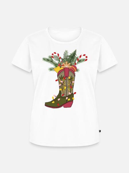 Weihnachtlicher Cowboystiefel - Frauen Premium Bio T-Shirt - Weiß
