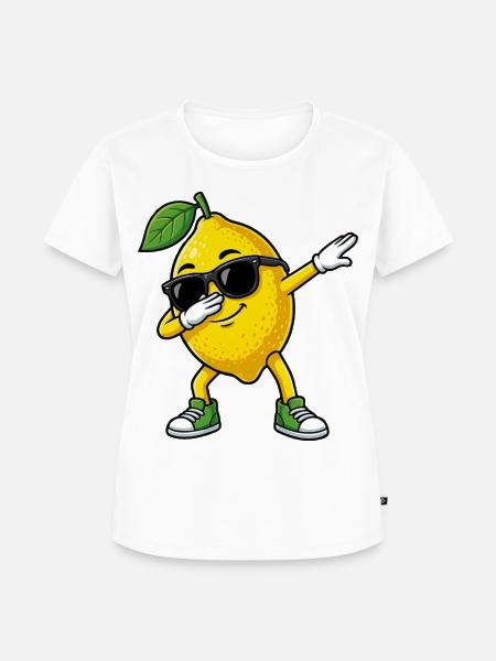 Lustige Zitrone in Dab-Pose Cartoon - Frauen Premium Bio T-Shirt - Weiß