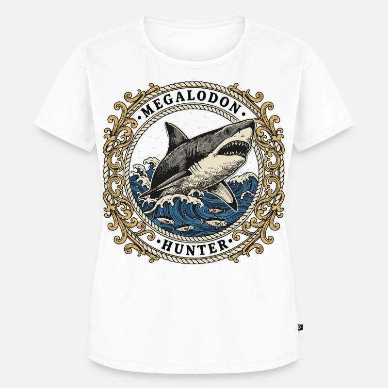 Megalodon Hunter Vintage Ocean Patch - Women's Premium Organic T-shirt - white