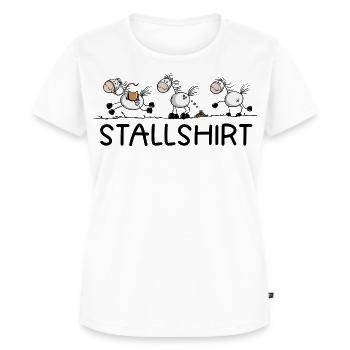 Lustiges Pferde Stallshirt Strichmännchen Pferd - Frauen Premium Bio T-Shirt - Weiß - Vorne - AI Model Female 172 dark (172cm)