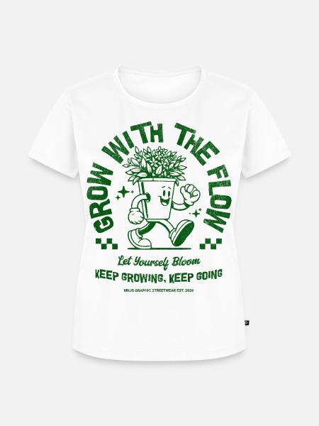 Wachse mit der Blume - Frauen Premium Bio T-Shirt - Weiß