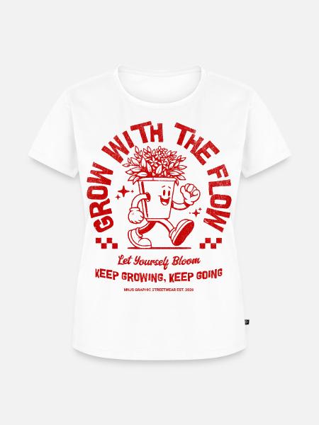 Wachse mit der Blüte - Frauen Premium Bio T-Shirt - Weiß
