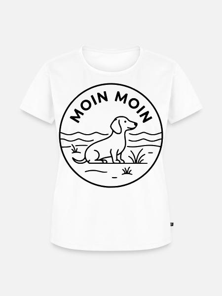 Moin Dackel Meer Badge - Frauen Premium Bio T-Shirt - Weiß