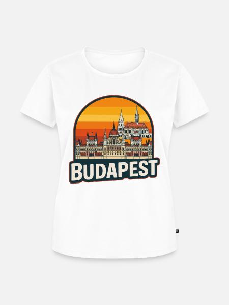 Budapest-Ungarn Retro-Sonnenuntergangs-Skyline-Design - Frauen Premium Bio T-Shirt - Weiß