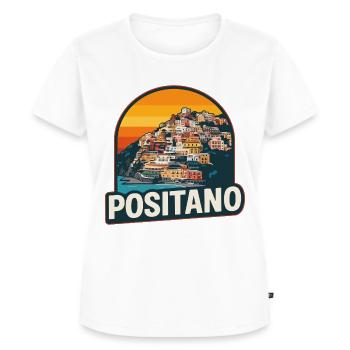 Positano Amalfi Coast Retro Sunset Design - Women's Premium Organic T-shirt - white - Front - AI Model Female 172 dark (172cm)