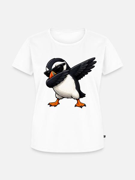 Dabbing Papageientaucher - Frauen Premium Bio T-Shirt - Weiß