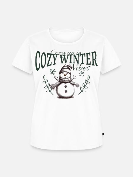 Cozy Winter Vibes Schneemann - Frauen Premium Bio T-Shirt - Weiß