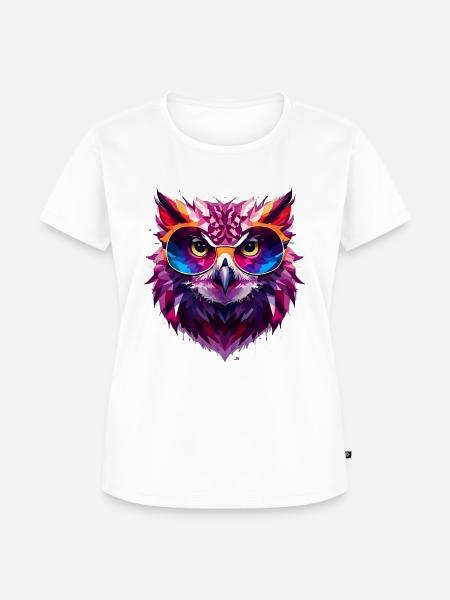 Bunte Eule mit Sonnenbrille - Frauen Premium Bio T-Shirt - Weiß